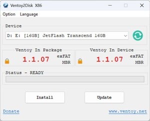 Démarrez Ventoy - choisissez stick - install