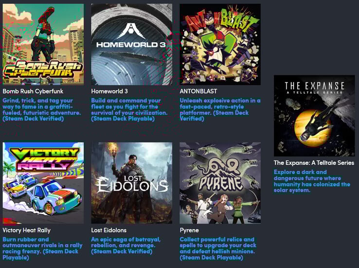 Tous les jeux inclus dans le pack IGN Gamescom 2025 (Image source : Humble Bundle - edited)