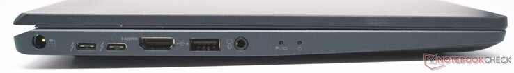 Prise creuse pour l'alimentation, 2 x USB Type-C 3.2 Gen 2 avec Thunderbolt 4 et PD, HDMI 2.0, USB Type-A Gen 3.2 avec USB Sleep-and-Charge, prise casque 3,5 mm