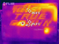 Développement de la chaleur pendant le fonctionnement à vide (en bas)