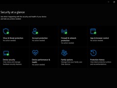 Le tableau de bord de l'application « Sécurité Windows » affichant le menu « Aperçu de la sécurité ».