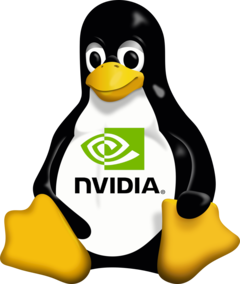 Les pilotes Nvidia sous Linux utilisent désormais par défaut des modules open-source du noyau GPU. (Source de l'image : logo Nvidia et Tux, Wikimedia Commons)