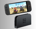 Nintendo Switch 2 montrée ci-dessus dock (Image source : Nintendo of America with edits)