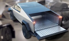 Le Tesla Cybertruck compense la taille réduite de son coffre par un vaste espace de chargement à l'arrière (Source de l'image : Tesla/TikTok - édité)