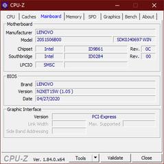 Lenovo ThinkPad T14 - CPU-Z : carte-mère.