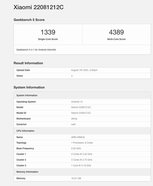 (Image source : Geekbench via @stufflistings)