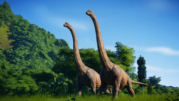 Image montrant deux Brachiosaurus dans Jurassic World Evolution.