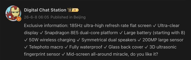 Fuite de détails sur un prochain smartphone de Xiaomi.