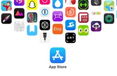 Logo de l'App Store avec des icônes d'applications populaires. Apple doit désormais justifier ses commissions sur les paiements effectués en dehors de la boutique.