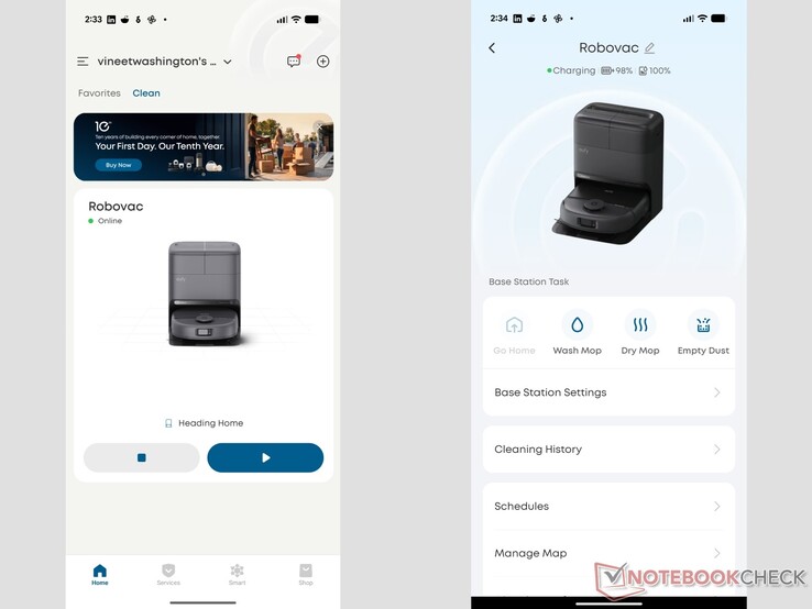 interface de l'application eufy pour l'Omni C28.