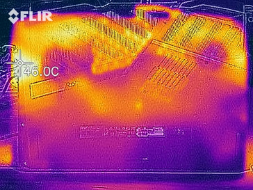 Acer Helios 500 - Relevé thermique avec stress test, au-dessous.