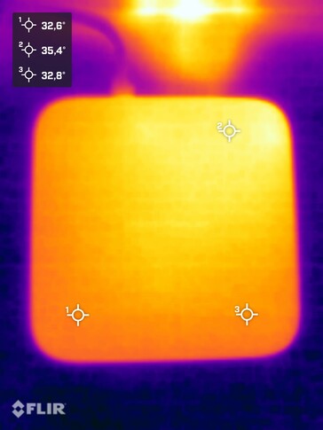 Température de surface pendant le test de résistance (vue de dessus)