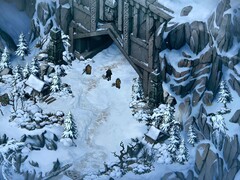 Une image représentant un paysage enneigé dans Thronebreaker : The Witcher Tales.