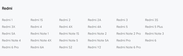 Les téléphones Redmi avec le statut EOS. (Image source : Xiaomi)