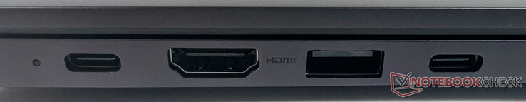Gauche : 2x USB 3.2 Gen1 Typ-C, 1x HDMI, 1x USB 3.2 Gen1 Typ-A