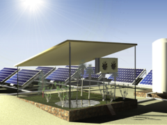 Un diagramme montre comment vous pourriez utiliser le panneau solaire pour faire pousser des cultures dans des conditions arides. (Source de l&#039;image : Cell Reports Physical Science)