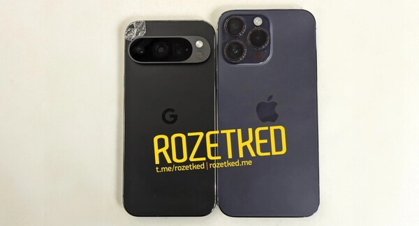 Le Pixel 9 Pro à côté d'un iPhone Pro Max. Enfin, les amateurs de téléphones plus petits n'auront plus à faire de compromis sur les fonctionnalités. (Source : Rozetked)