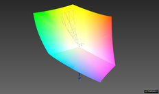 vs. sRGB : 99,5 % (Argyll, chevauchement 3D)