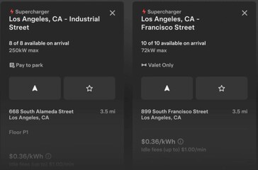 Nouvelles icônes de notification d'informations sur le stationnement des superchargeurs.