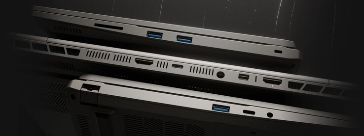L'ordinateur portable de jeu Tuxedo InfinityBook Max 15 est doté d'un bon nombre de ports. (Source de l'image : Tuxedo)
