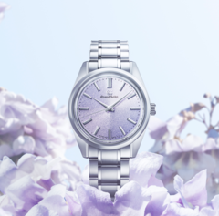 La Grand Seiko SBGW323 présente un cadran à motif violet doux et magnifique du mont Iwate inspiré de la fleur de kiri (Source d&#039;image : Grand Seiko)