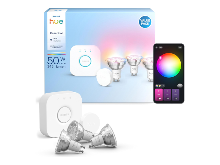 Le kit de démarrage Philips Hue Essential avec des ampoules GU10. (Source : Philips Hue)
