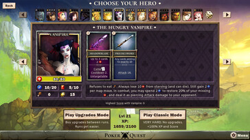 Sur la photo : Une capture d'écran de Poker Quest : Swords and Spades.
