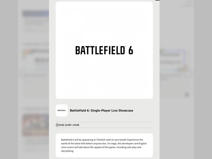 Capture d'écran de la présentation officielle de Battlefield 6 au Tokyo Game Show. (Source de l'image : programmes TGS)