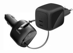 Le BoostCharge Pro Dual et le chargeur BoostCharge Car Charger semblent tous deux bien conçus et leur prix est un peu élevé. (Source de l'image : Belkin)