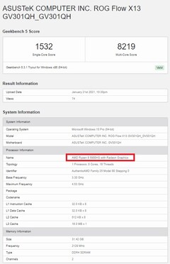 Ryzen 9 5980HS. (Source de l'image : Geekbench)