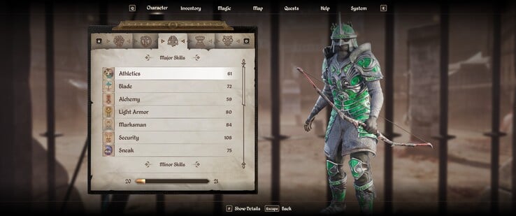 L'interface utilisateur a fait l'objet d'une refonte visuelle. (Source de l'image : The Elder Scrolls IV : Oblivion Remastered)