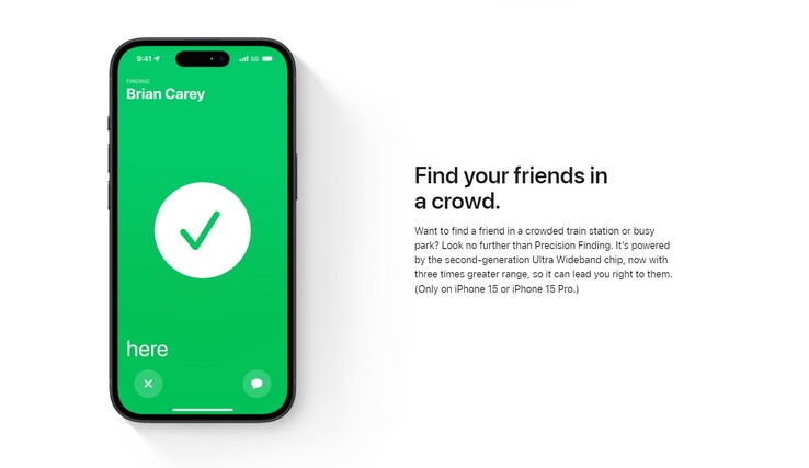 Grâce à Precision Finding sur l'iPhone 15 et l'iPhone 15 Pro, vous pouvez également retrouver vos amis dans une foule.