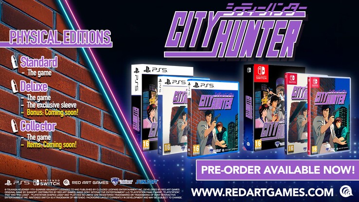 Image montrant les différentes versions de City Hunter. (Source de l'image : Red Art Games)
