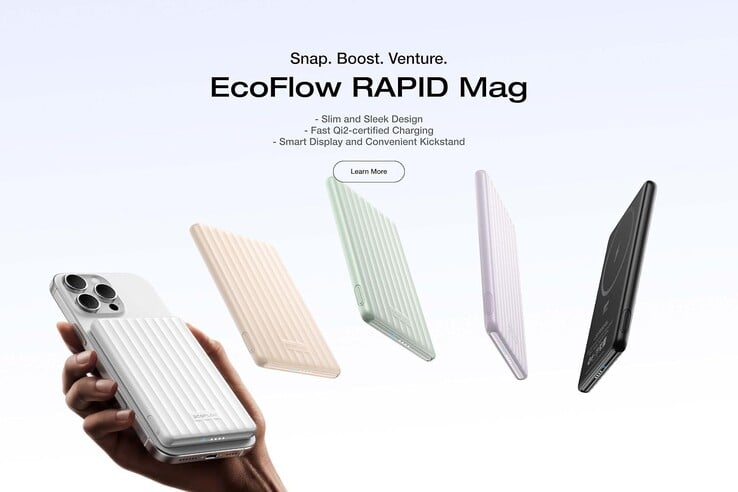 Les banques d'alimentation Rapid Mag d'EcoFlow sont actuellement disponibles en trois couleurs, mais cinq sont présentées dans les images de marketing (ci-dessus). (Source de l'image : EcoFlow)