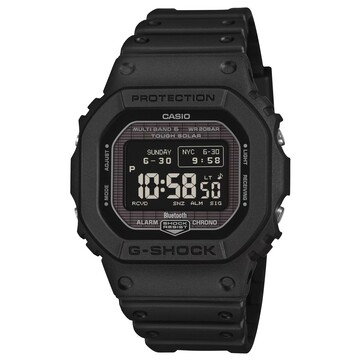 Montre numérique Casio G-Shock GW-BX5600-1 dotée d’un boîtier et d’un bracelet en résine noire, équipée d’un écran MIP positif affichant des caractères clairs sur fond foncé.