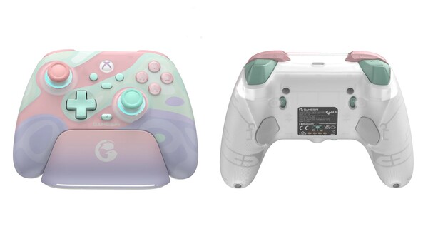 Le GameSir T7 Pro Sugar Whirl dispose d'une station d'accueil pour la recharge et de deux boutons arrière.