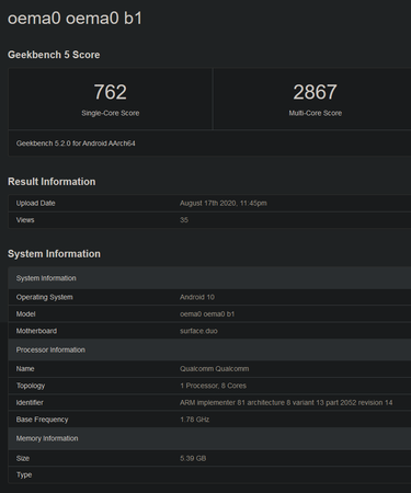 (Source de l'image : Geekbench)