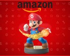 Bannière avec l'amiibo Mario et le logo d'Amazon affichés