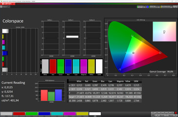 Espace colorimétrique (schéma de couleurs : Standard, température de couleur : Standard, espace couleur cible : sRGB)