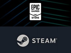 Logo Epic Games Store placé au-dessus du logo Steam (Source de l'image : Epic Games, Steam avec modifications)