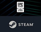 Logo Epic Games Store placé au-dessus du logo Steam (Source de l'image : Epic Games, Steam avec modifications)