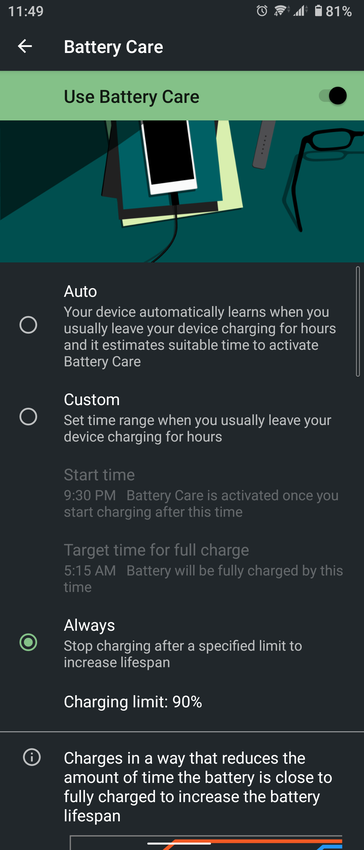 Sony Xperia 10 II Android 11 Entretien de la batterie (Image via les développeurs XDA)