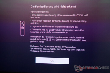 Un message d'erreur récurrent : Le volume n'a pas pu être réglé via la télécommande de Fire TV lors du test.
