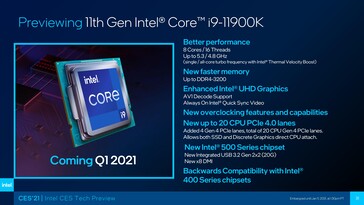 Intel Rocket Lake-S Core i9-11900K - Caractéristiques. (Source : Intel)