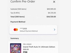 La fenêtre de paiement de l'achat présumé de GTA VI par le revendeur au noir