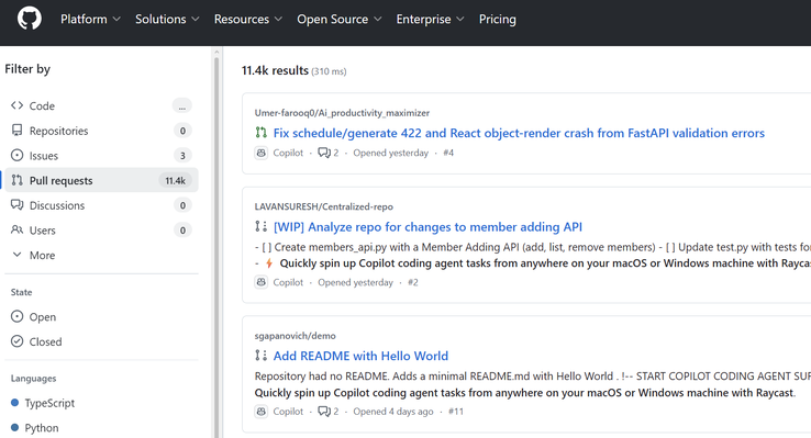 Plus de 11 000 pull requests contiennent le message non sollicité 