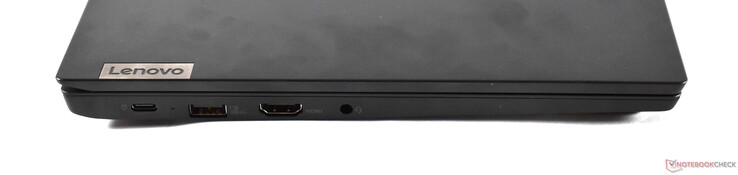 Côté gauche : USB C 3.2 Gen 1, USB A 3.0, HDMI 1.4b, combo audio.