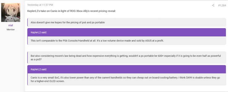 KeplerL2 prédit le prix de la PS6 (Source de l'image : capture d'écran, nial@ResetEra forums)
