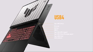 Ports du TUF Gaming A16 d'ASUS. (Source : ASUS)