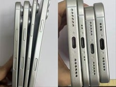 Des unités factices de la série iPhone 17 montrent le format ultra-mince du futur iPhone 17 Air par rapport aux trois autres modèles. (Source de l'image : SonnyDickson sur X)